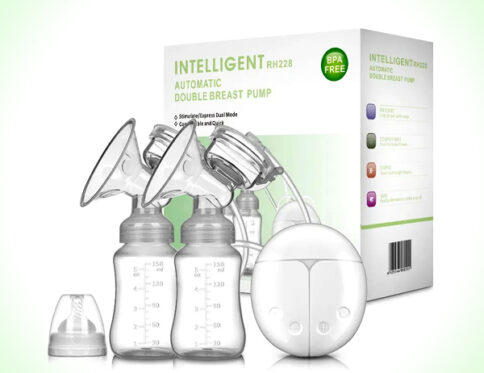 Hands Free Portable Double Electric Breast Pump with 2 Bottles