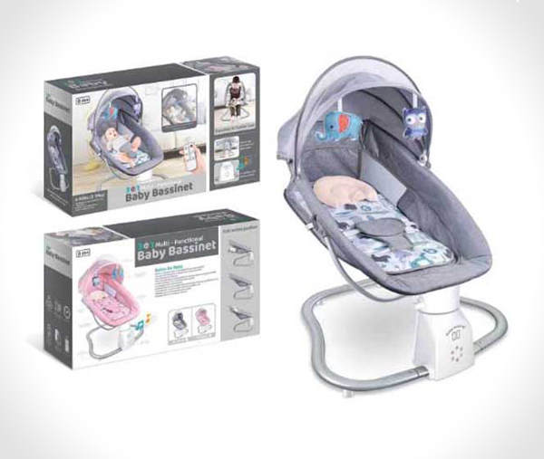 3-in-1 Adjustable Multifunctional Rocking Bassinet with LED Display