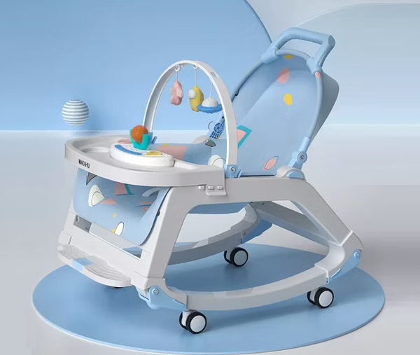 5 in 1 Backrest Adjustable Baby Dining Rocker with Wheel